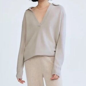 The Group Babaton Aritzia Circuit Polo Sweater - Taupe
